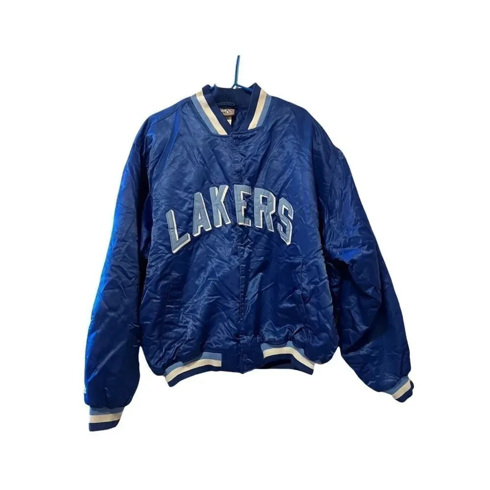 Majestic Los Angeles Lakers Bomber Jacket Blue Hardwood Classics Vintage